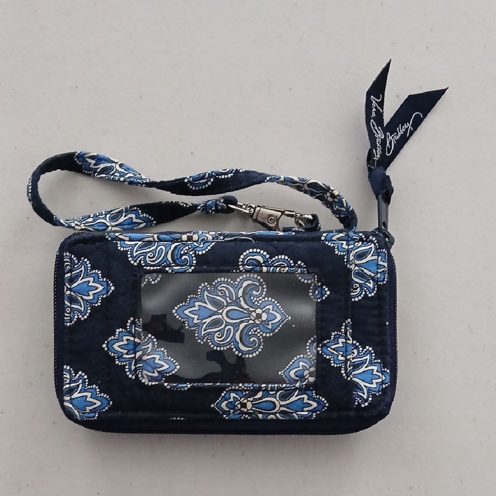 Vera Bradley Navy and Light Blue Floral  Credit Card Wristlet